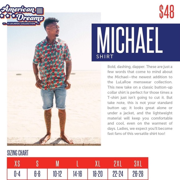 LuLaRoe Michael Button Up Shirt Mens USA - Picture 7 of 7